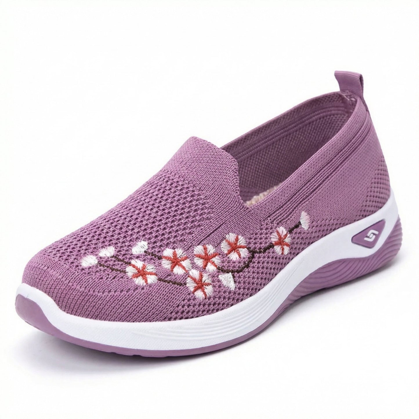 Embroidered Floral Mesh Slip-On Sneaker