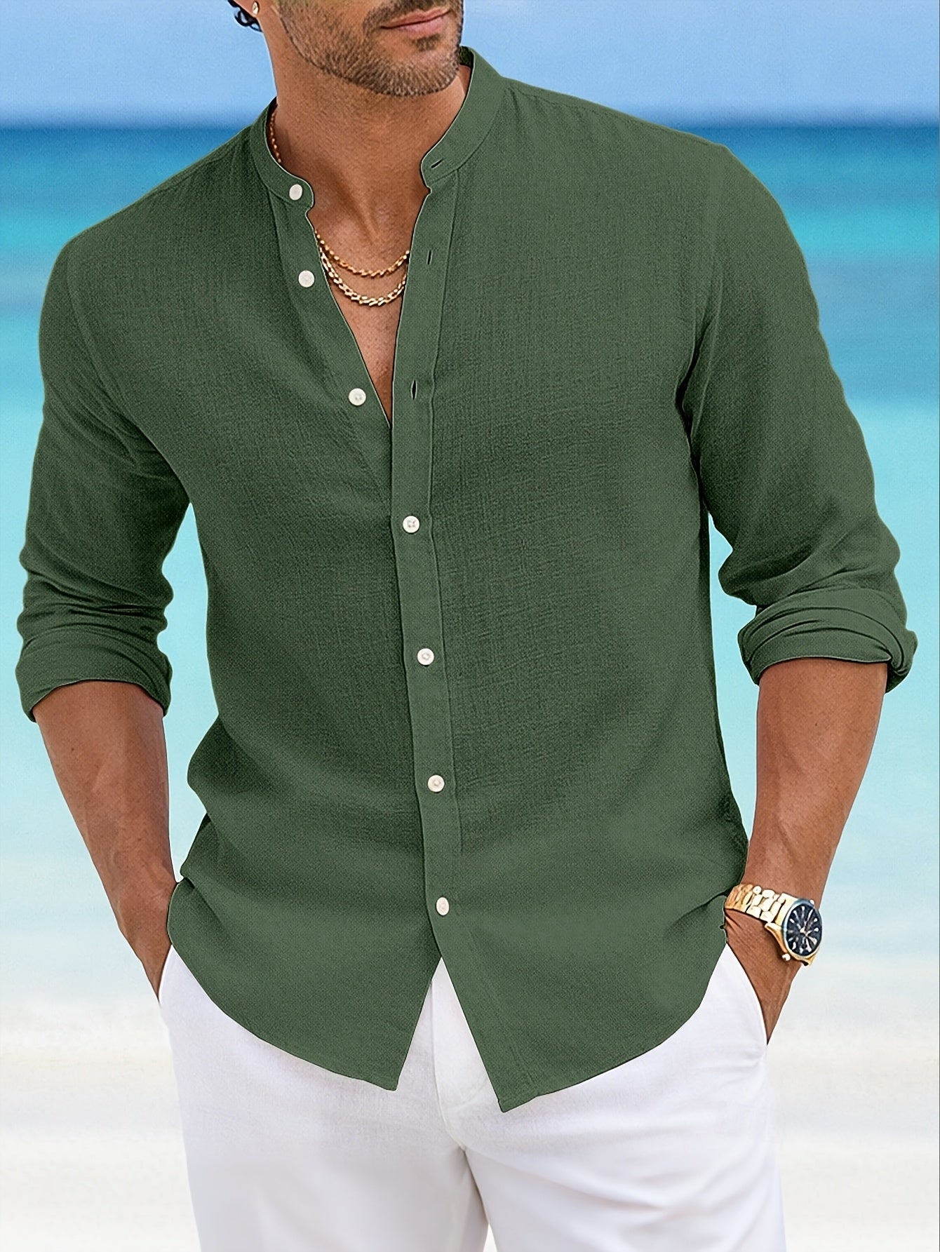 Calder | Relaxed Band-Collar Shirt