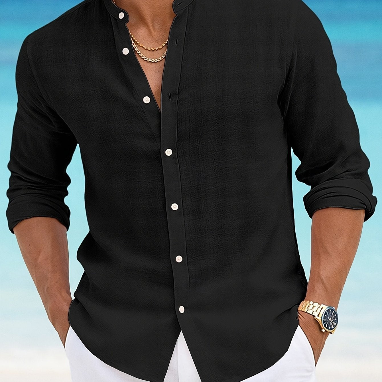 Calder | Relaxed Band-Collar Shirt