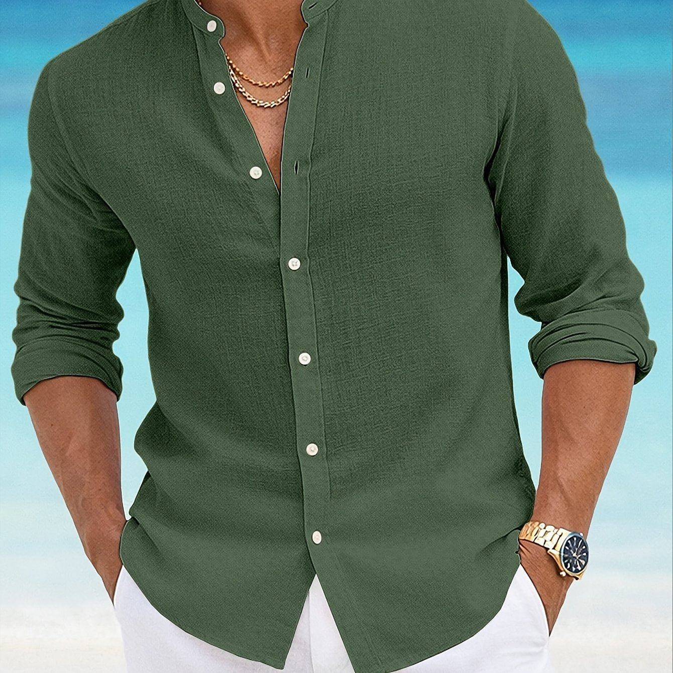 Calder | Relaxed Band-Collar Shirt